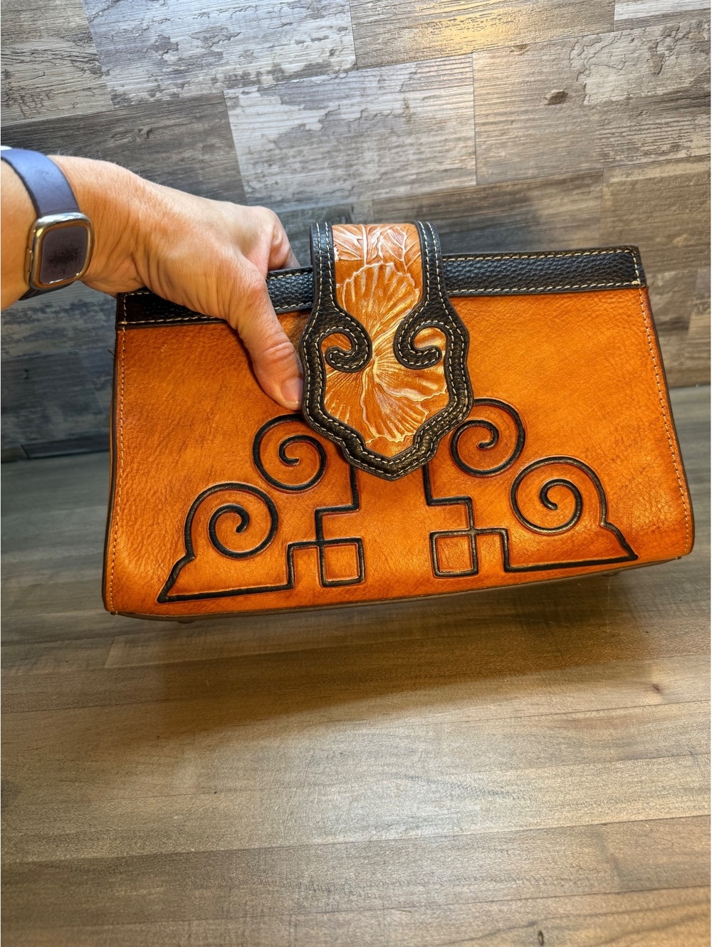 Genuine Leather Tooled Boho Crossbody Bag Shoulder Bag Clutch (Hbp1/cp25) - Picture 2 of 14